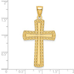 14K Polished Beaded Cross Pendant