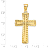 14K Polished Beaded Cross Pendant