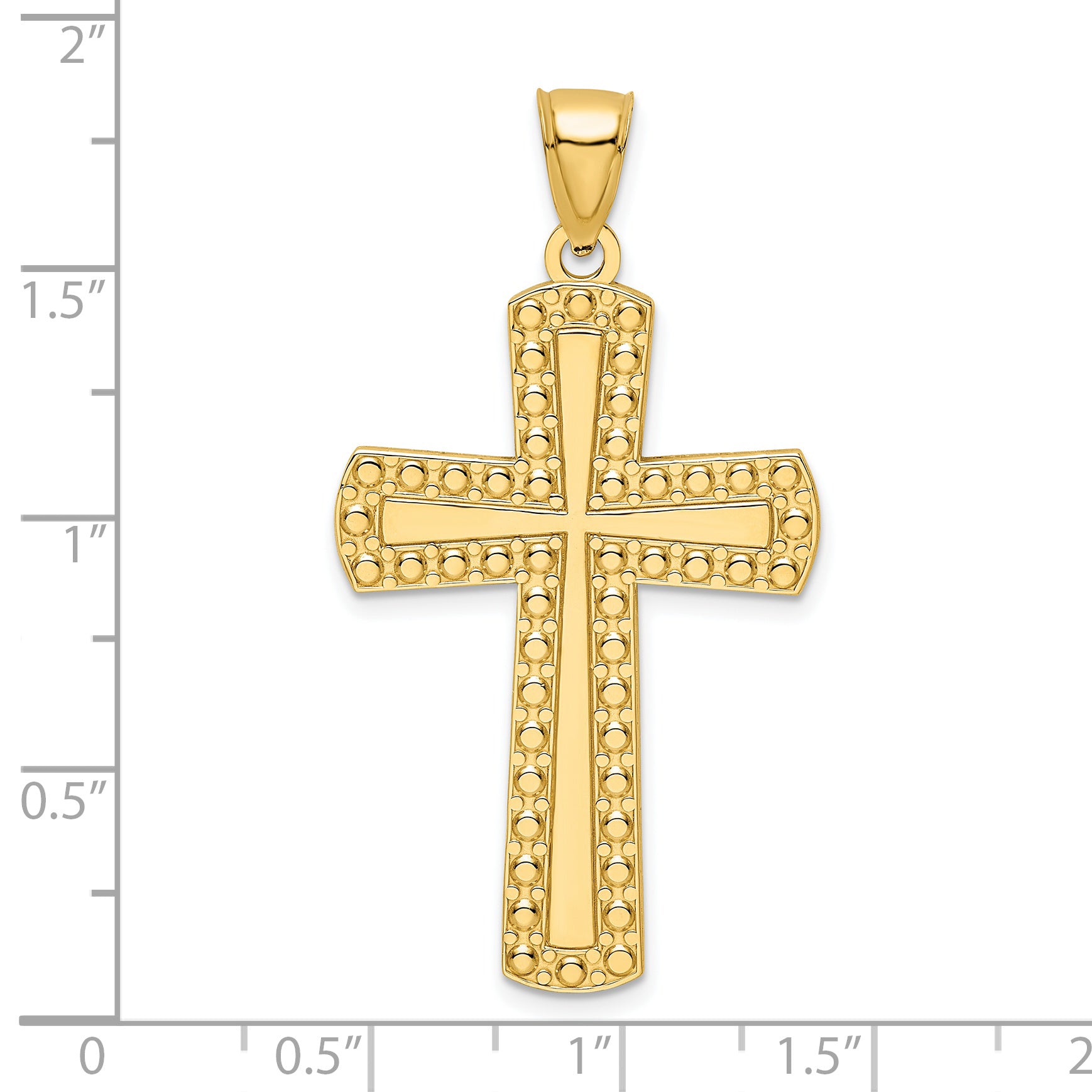 14K Polished Beaded Cross Pendant