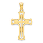 14K Polished Double Cross Pendant