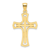 14K Polished Double Cross Pendant