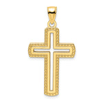 14K Polished Beaded Cross Pendant