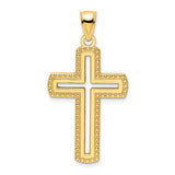 14K Polished Beaded Cross Pendant