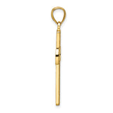 14K Polished Beaded Cross Pendant