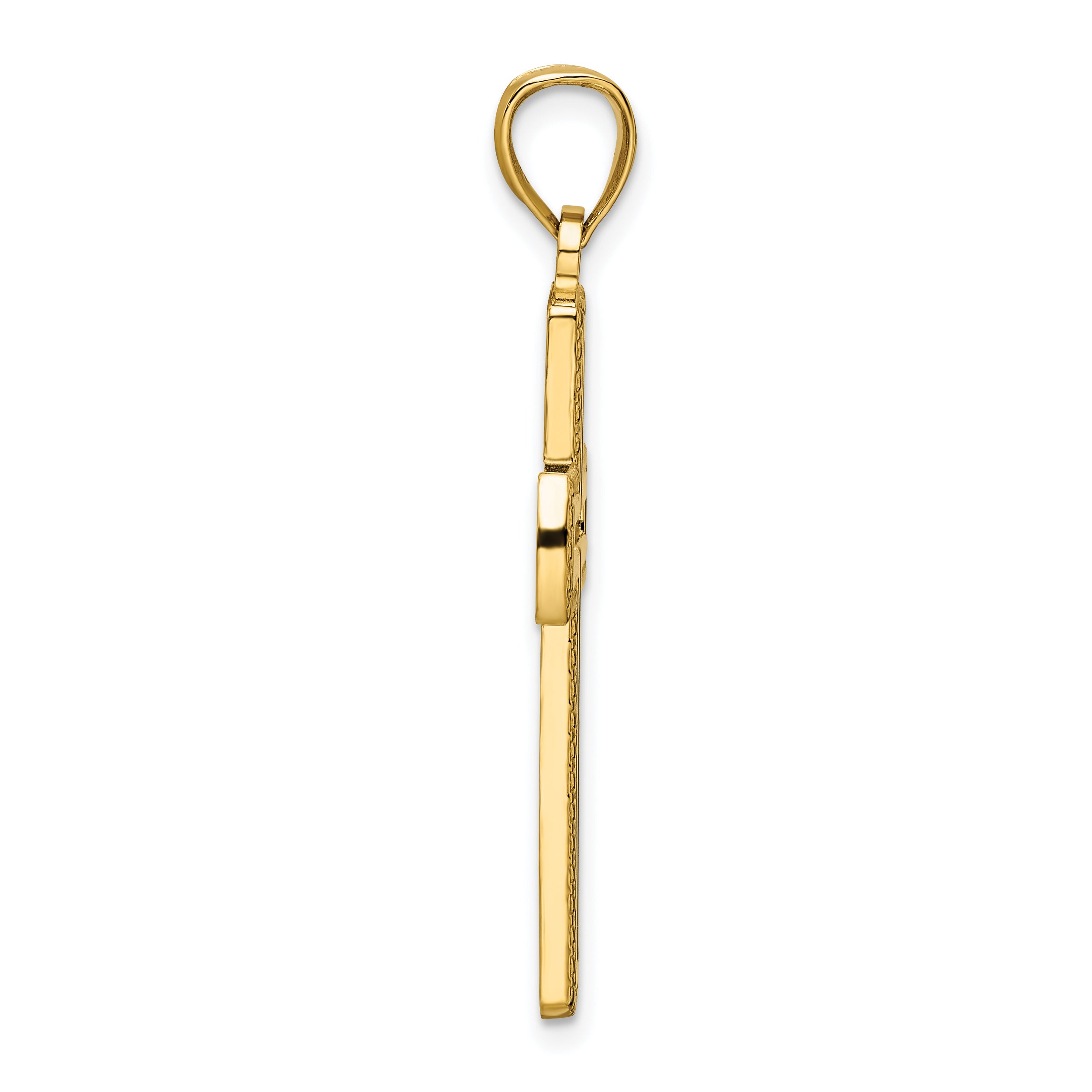 14K Polished Beaded Cross Pendant