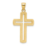 14K Polished Beaded Cross Pendant
