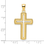 14K Polished Beaded Cross Pendant