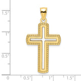 14K Polished Beaded Cross Pendant