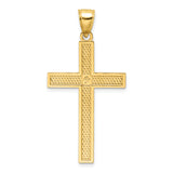 14K Polished Beaded Cross Pendant