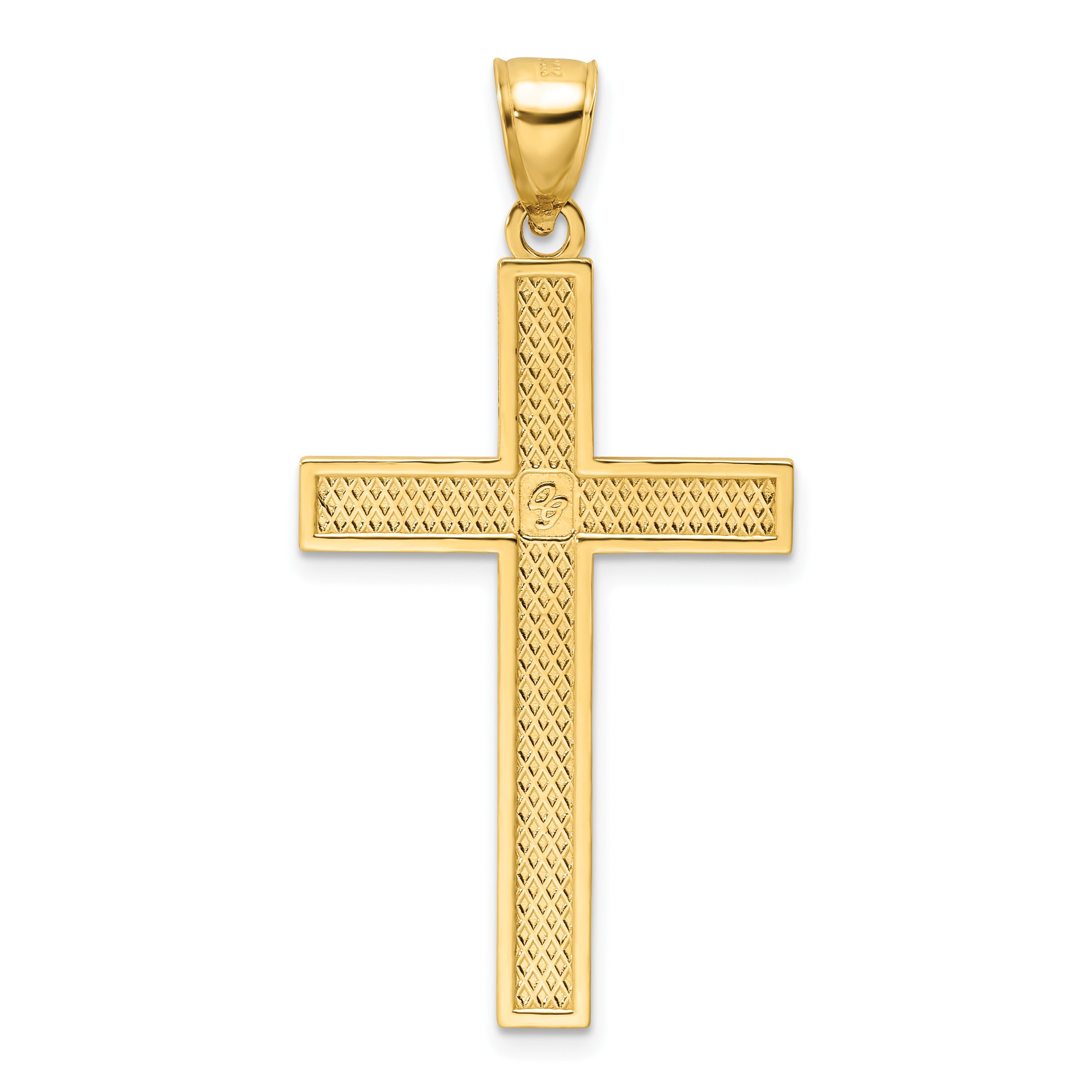 14K Polished Beaded Cross Pendant