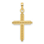 14K Polished Beaded Cross Pendant