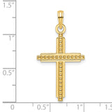 14K Polished Beaded Cross Pendant
