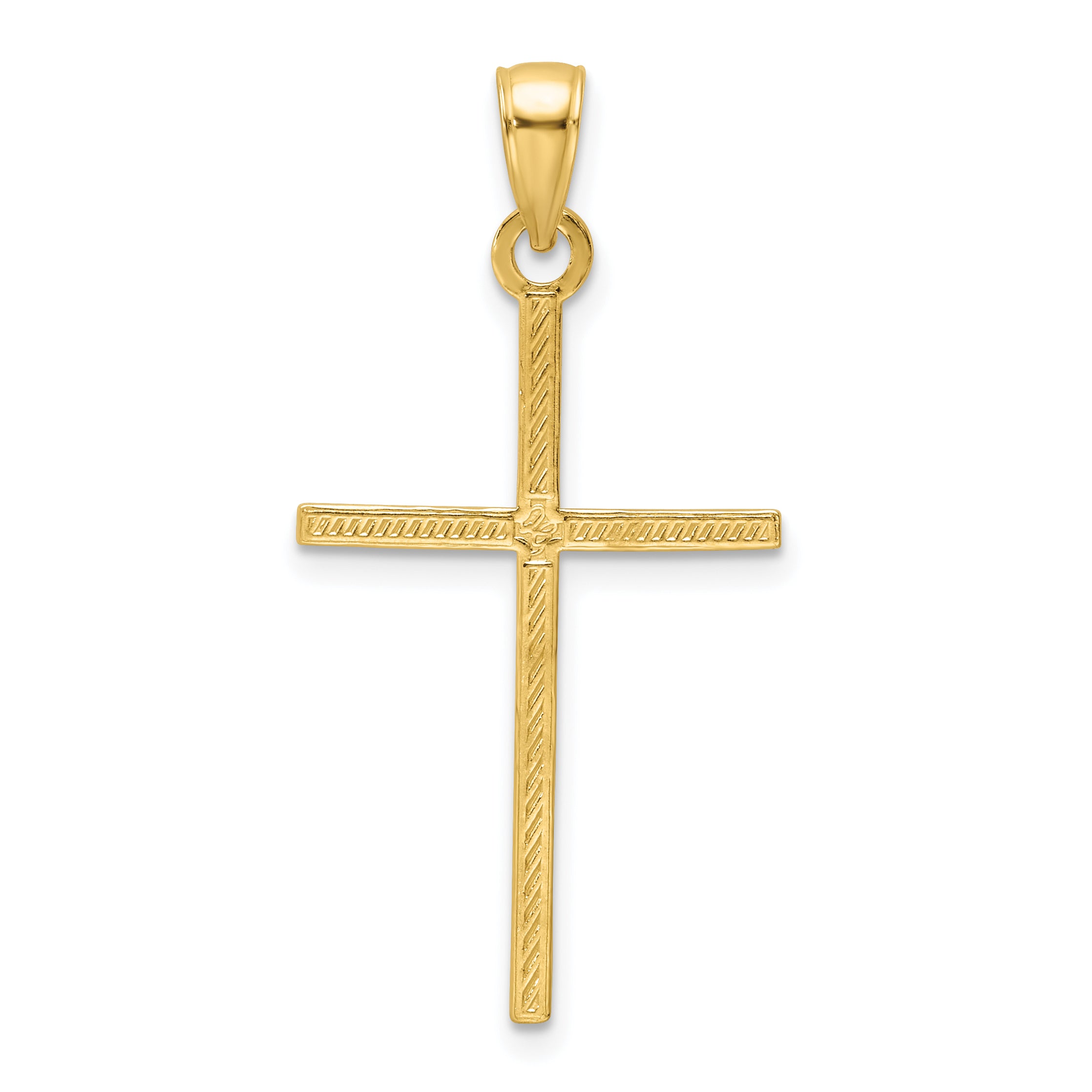 14K Polished Beaded Cross Pendant