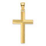 14K Polished Beaded Cross Pendant
