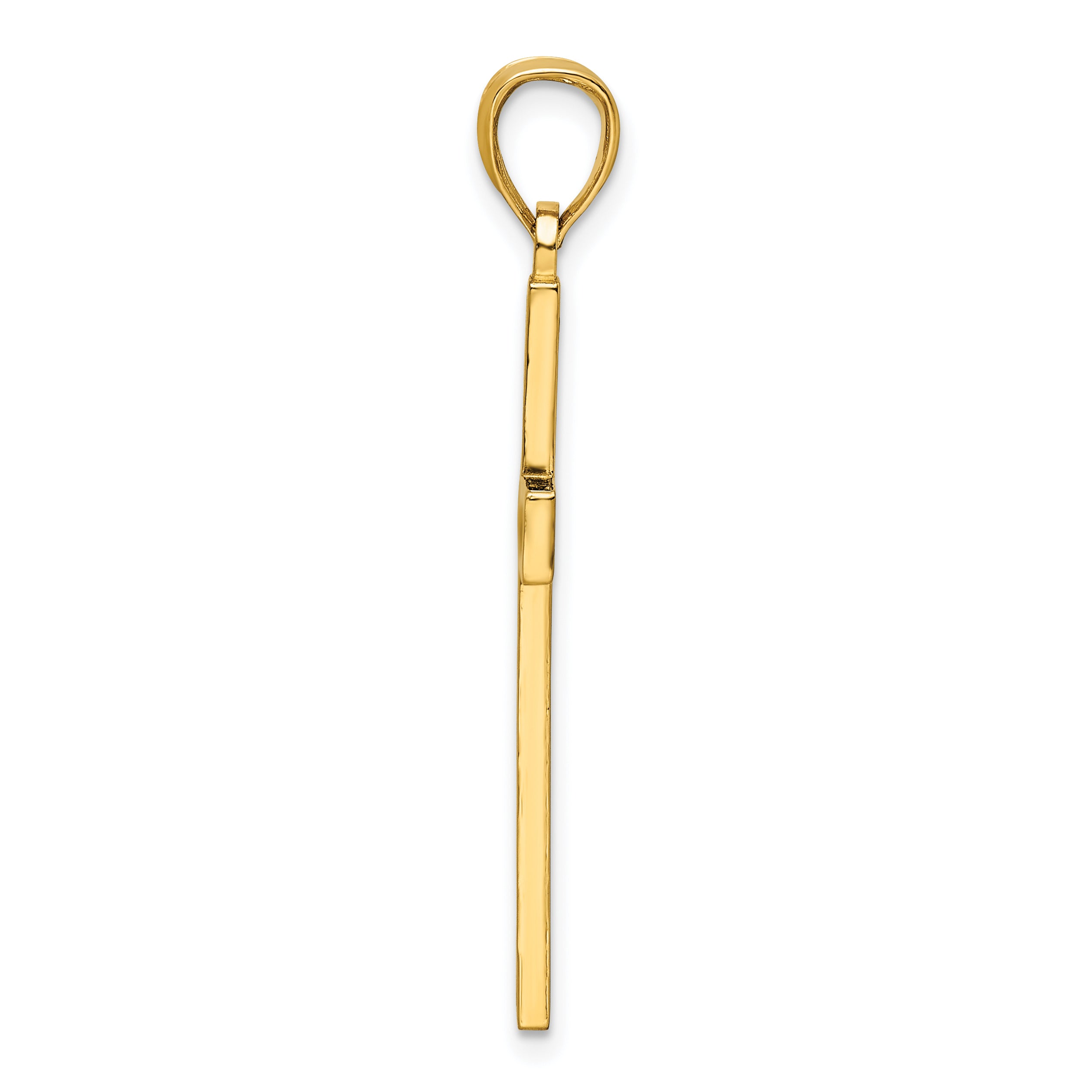 14K Polished Beaded Cross Pendant