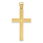 14K Polished Beaded Cross Pendant
