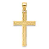 14K Polished Beaded Cross Pendant