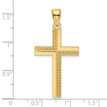 14K Polished Beaded Cross Pendant