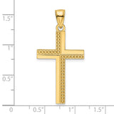 14K Polished Beaded Cross Pendant
