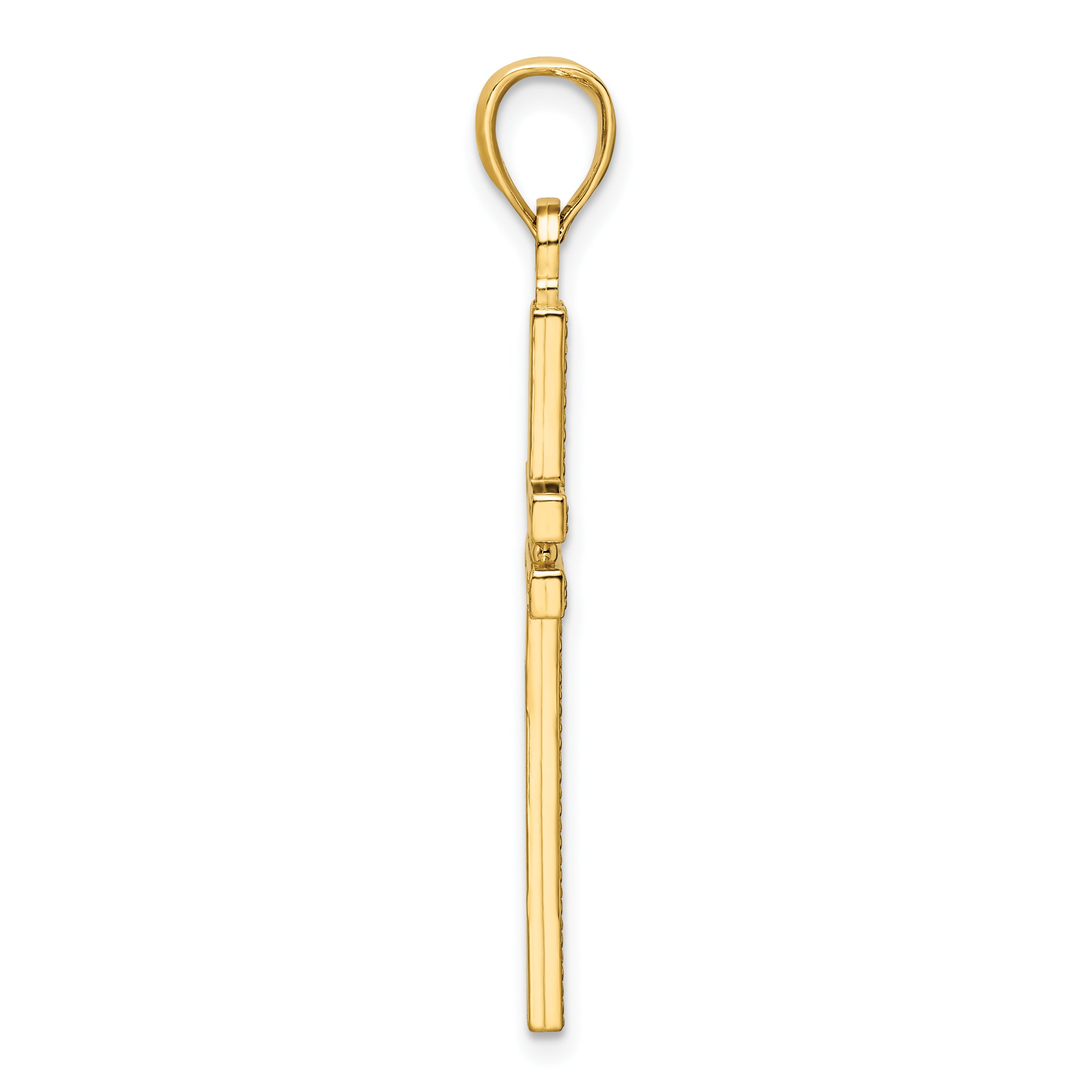 14K Polished Beaded Cross Pendant