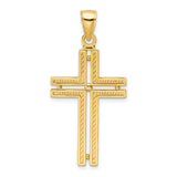 14K Polished Beaded Cross Pendant