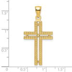 14K Polished Beaded Cross Pendant