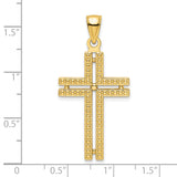 14K Polished Beaded Cross Pendant