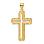 14k Beaded & Polished Cross Pendant
