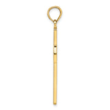 14k Beaded & Polished Cross Pendant