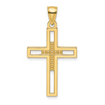 14k Beaded & Polished Double Cross Pendant