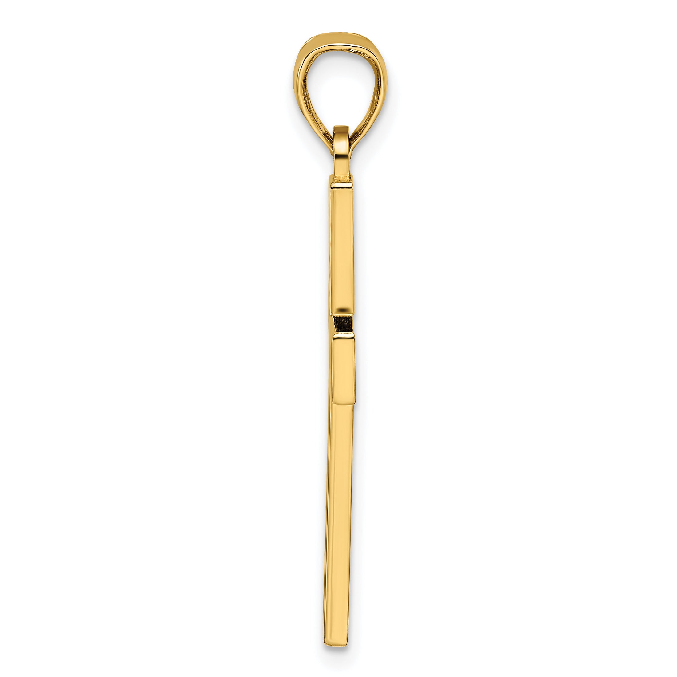 14k Beaded & Polished Double Cross Pendant