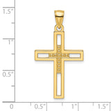 14k Beaded & Polished Double Cross Pendant