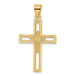 14k Beaded & Polished Double Cross Pendant