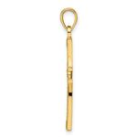 14k Beaded & Polished Cross Pendant