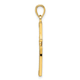 14k Beaded & Polished Cross Pendant