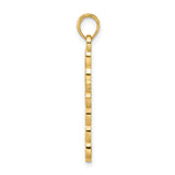 14K Polished & Beaded Design Cross Pendant