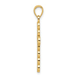 14K Polished & Beaded Circles Cross Pendant
