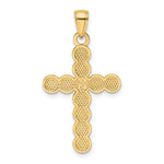 14K Polished & Beaded Circles Cross Pendant