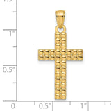 14K Polished & Textured Cross Pendant