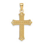 14K Polished & Textured Pointed Ends Fancy Cross Pendant