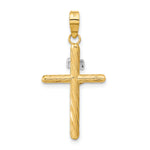 14K w/White Rhod Polished & Textured INRI Crucifix Cross Pendant