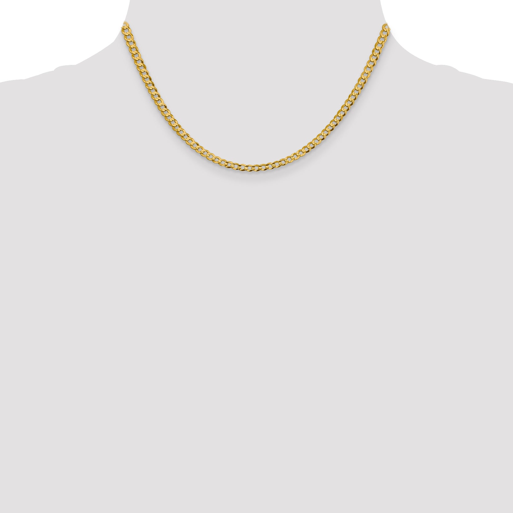 14k 3.7mm Lightweight Flat Cuban Chain