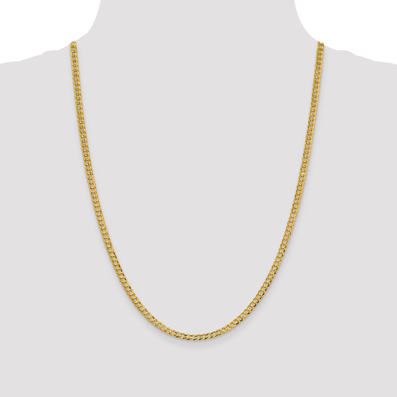 14k 3.7mm Lightweight Flat Cuban Chain