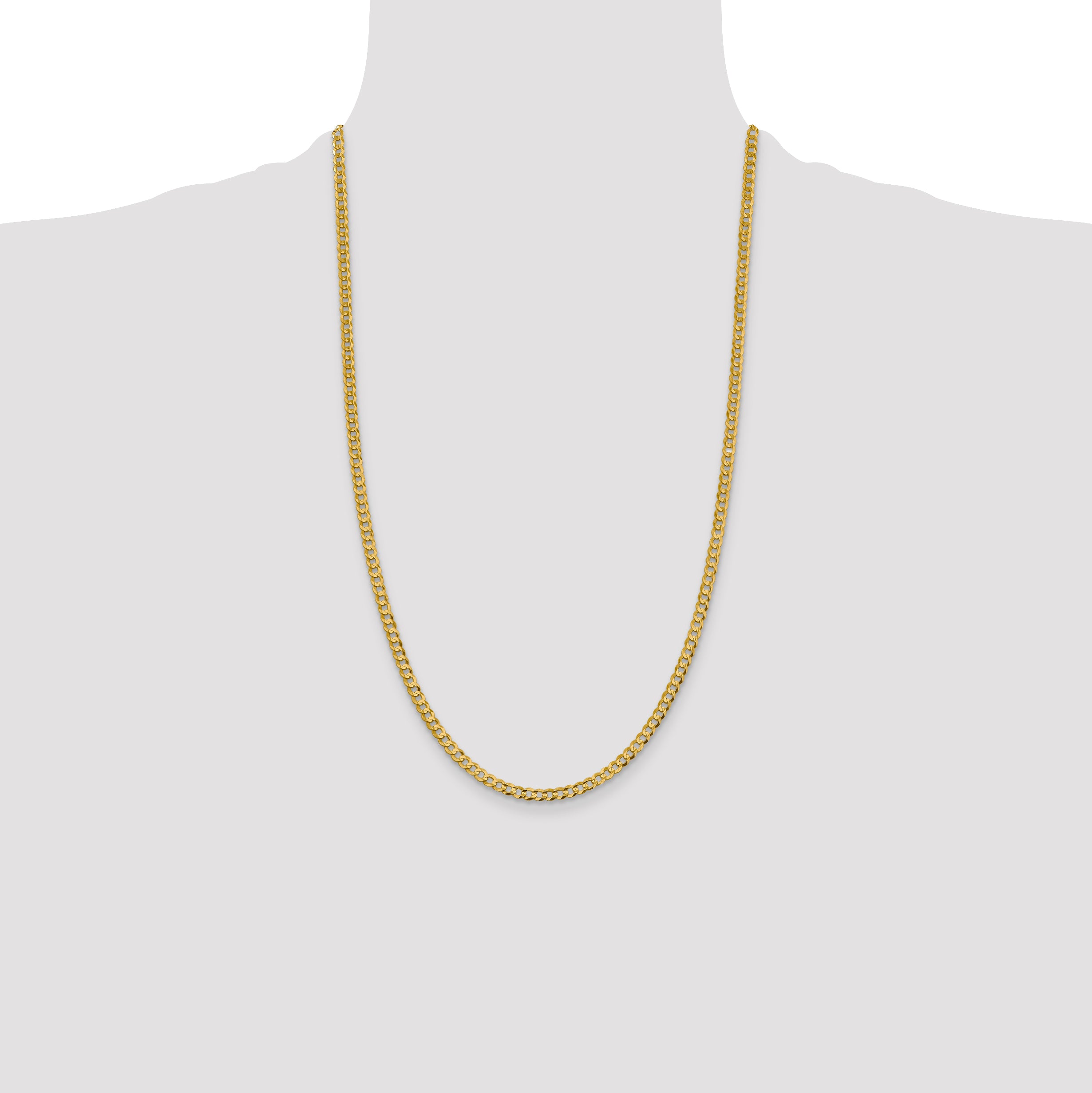14k 3.7mm Lightweight Flat Cuban Chain