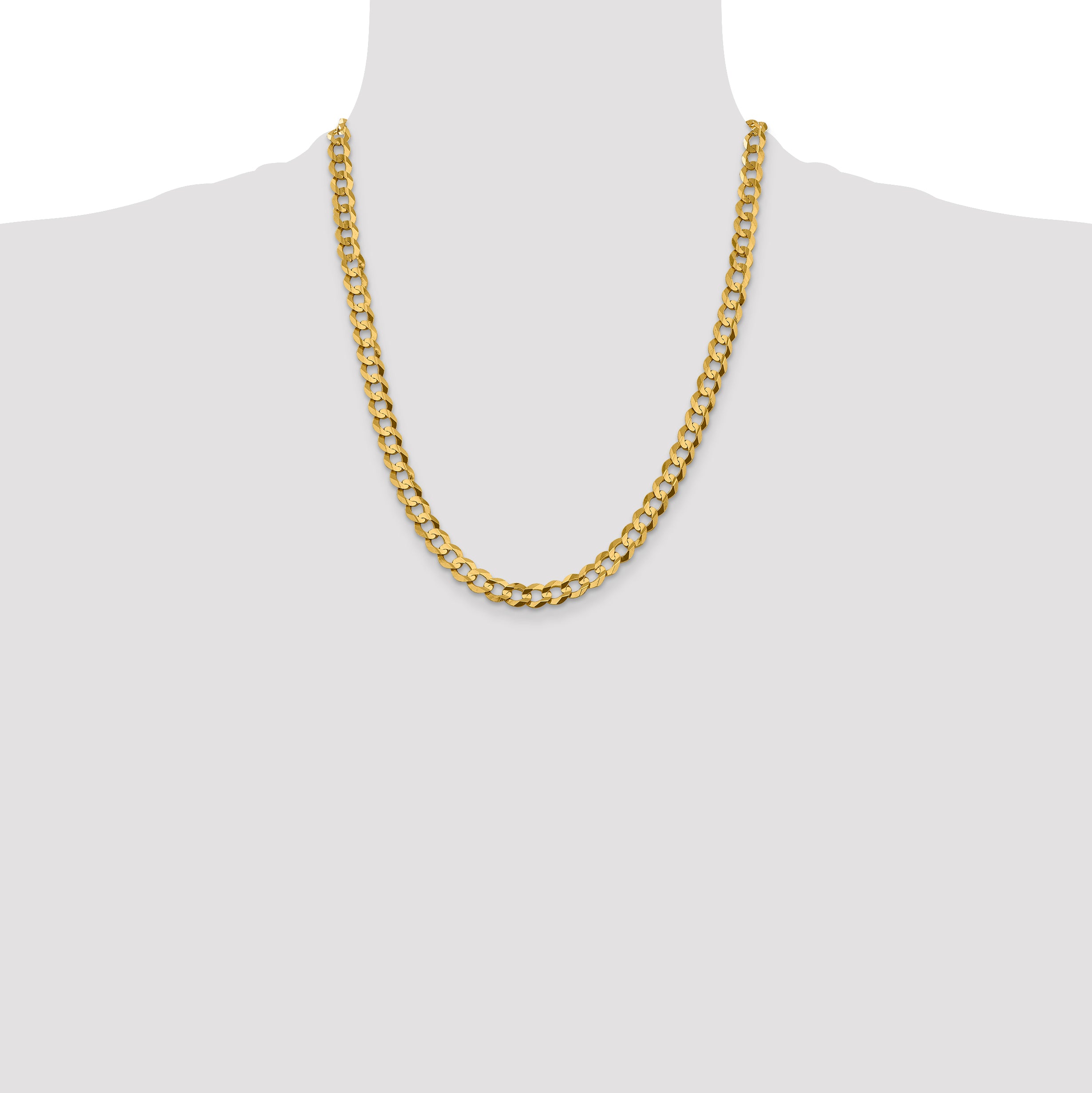 14k 7.2mm Lightweight Flat Cuban Chain
