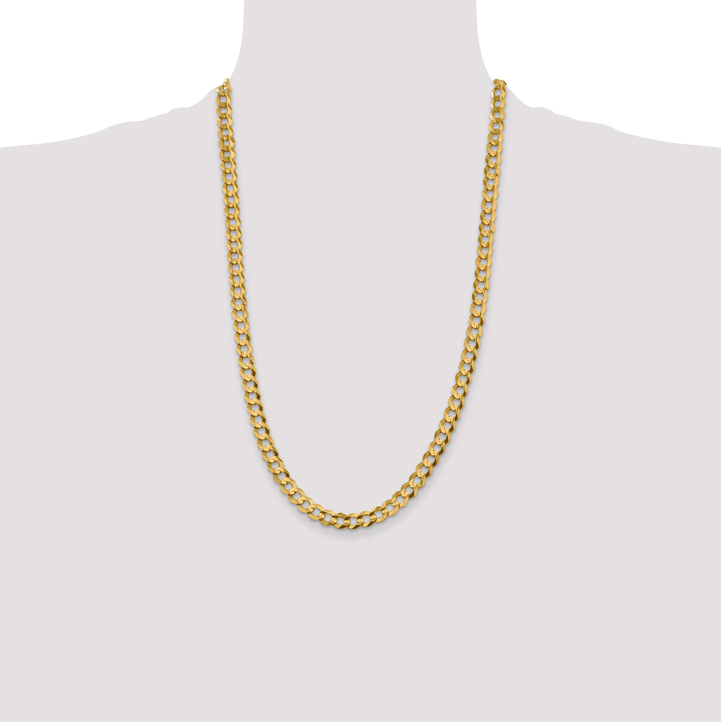 14k 7.2mm Lightweight Flat Cuban Chain