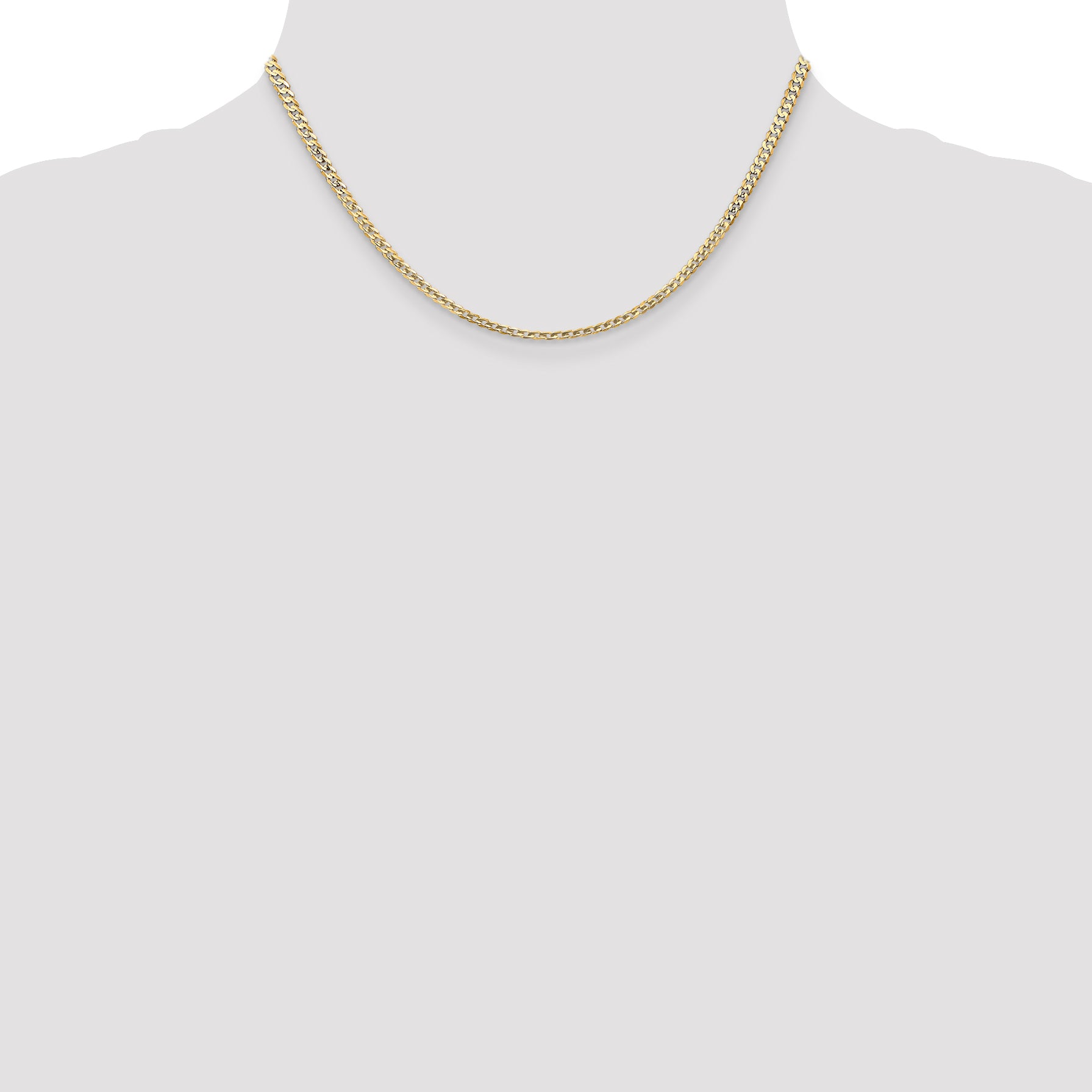 14k 3mm Open Concave Curb Chain
