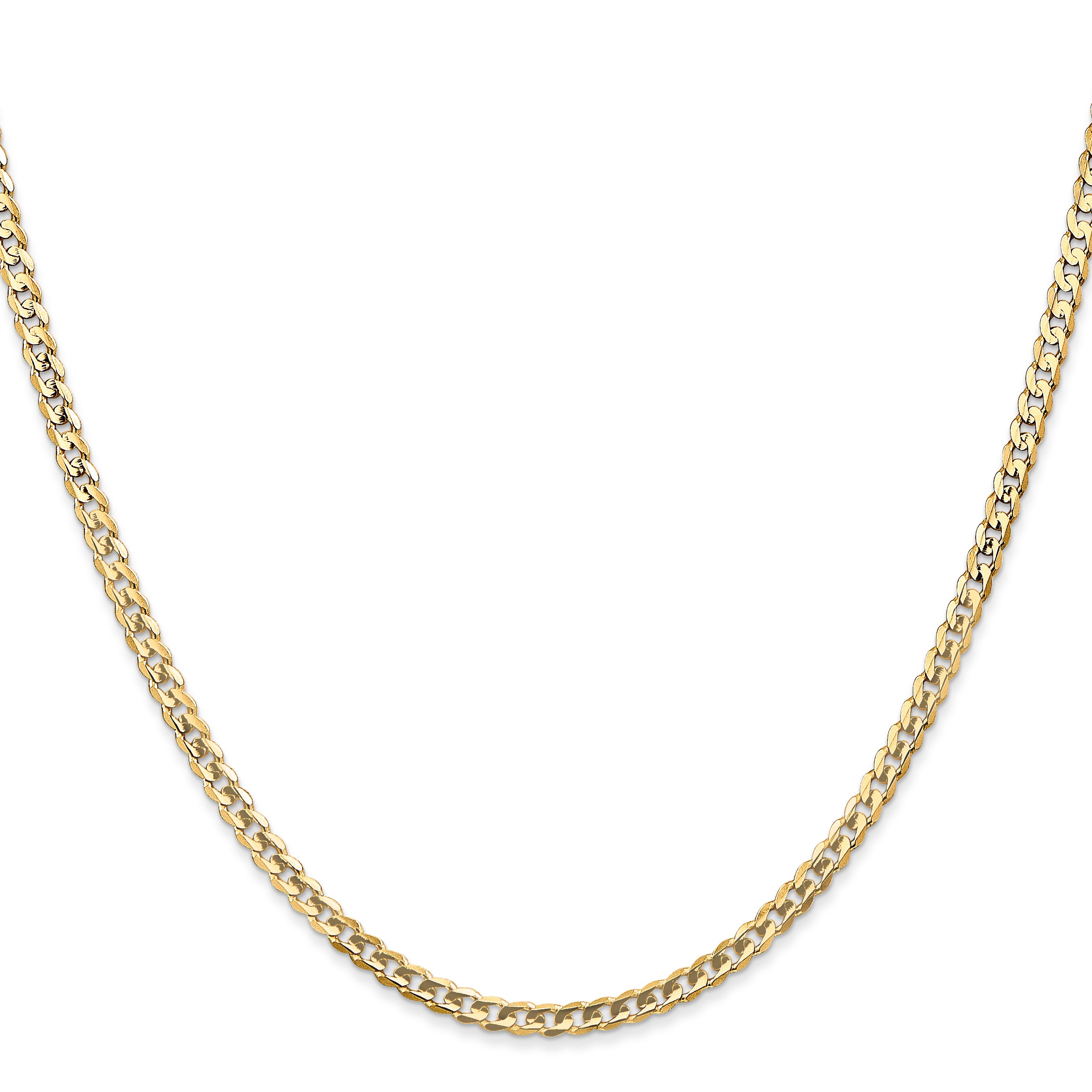 14k 3mm Open Concave Curb Chain