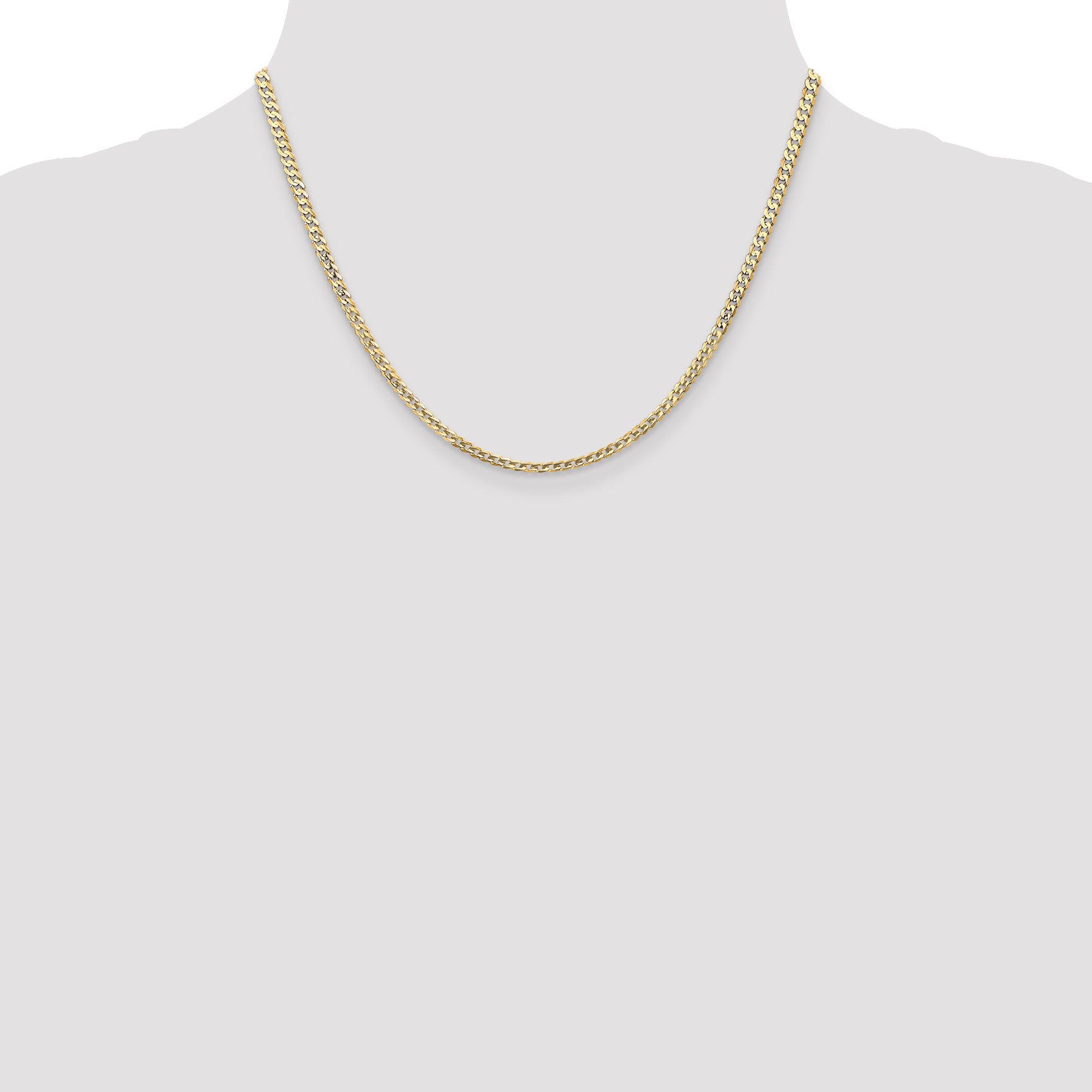 14k 3mm Open Concave Curb Chain