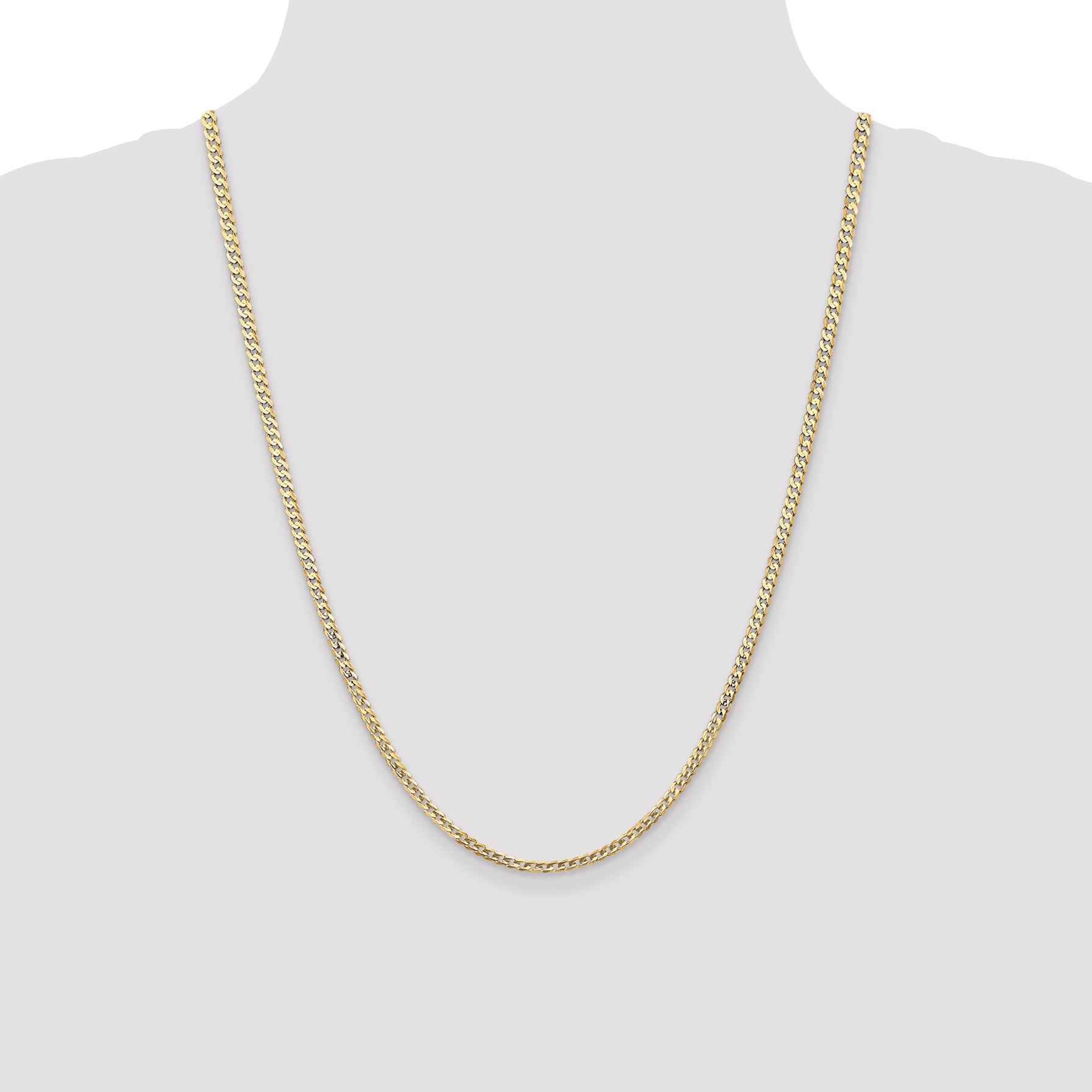 14k 3mm Open Concave Curb Chain
